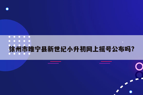 徐州市睢宁县新世纪小升初网上摇号公布吗?