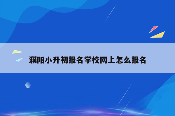 濮阳小升初报名学校网上怎么报名