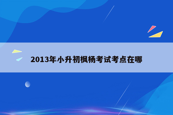 2013年小升初枫杨考试考点在哪