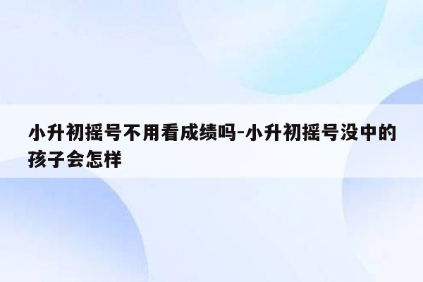 小升初摇号不用看成绩吗-小升初摇号没中的孩子会怎样