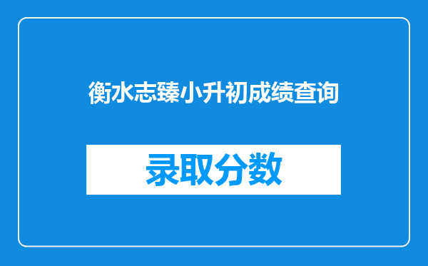 衡水志臻小升初成绩查询