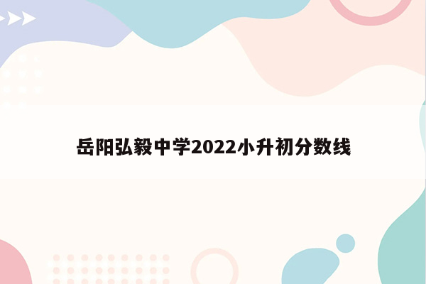 岳阳弘毅中学2022小升初分数线