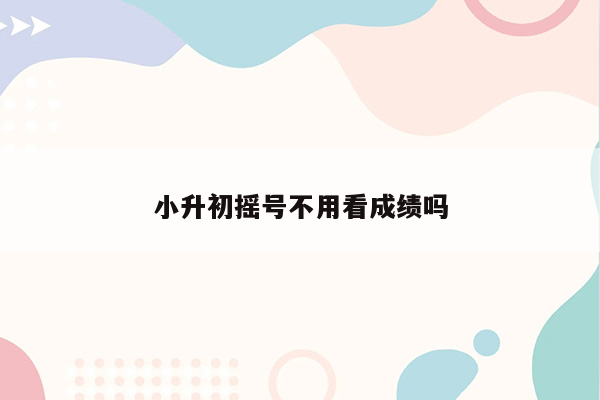 小升初摇号不用看成绩吗