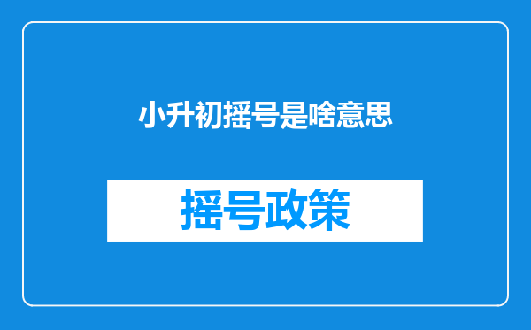 小升初摇号是啥意思