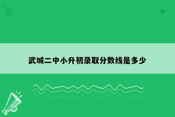 武城二中小升初录取分数线是多少