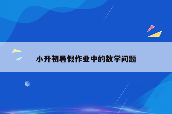 小升初暑假作业中的数学问题