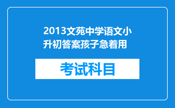 2013文苑中学语文小升初答案孩子急着用