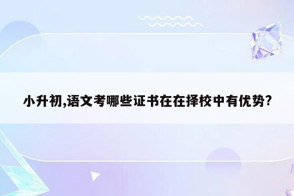 小升初,语文考哪些证书在在择校中有优势?