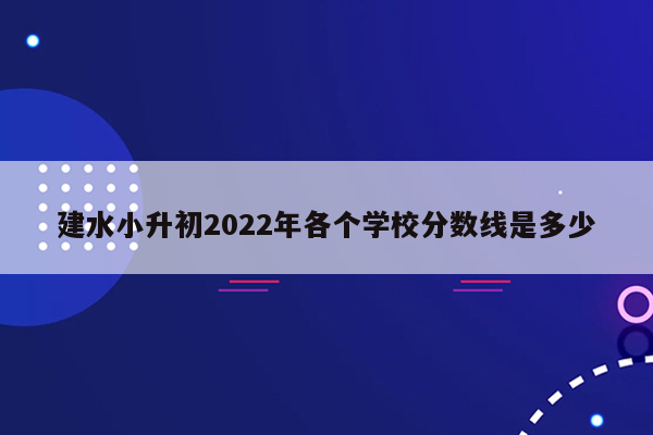 建水小升初2022年各个学校分数线是多少