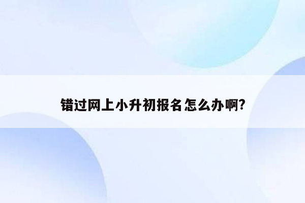 错过网上小升初报名怎么办啊?