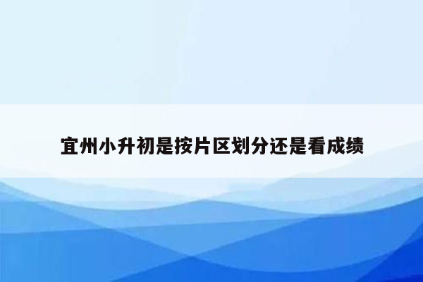 宜州小升初是按片区划分还是看成绩