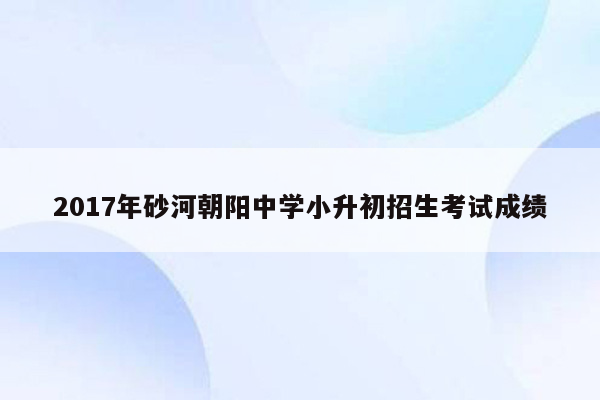 2017年砂河朝阳中学小升初招生考试成绩