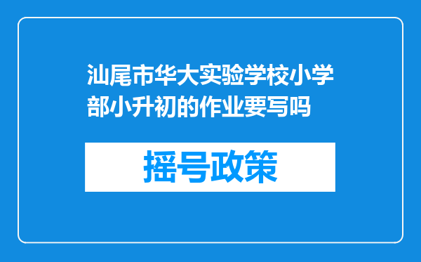 汕尾市华大实验学校小学部小升初的作业要写吗