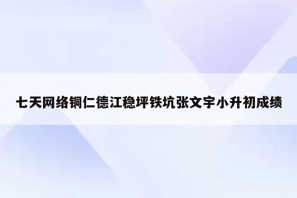 七天网络铜仁德江稳坪铁坑张文宇小升初成绩