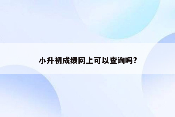 小升初成绩网上可以查询吗?