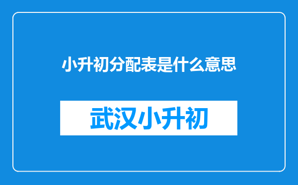 小升初分配表是什么意思