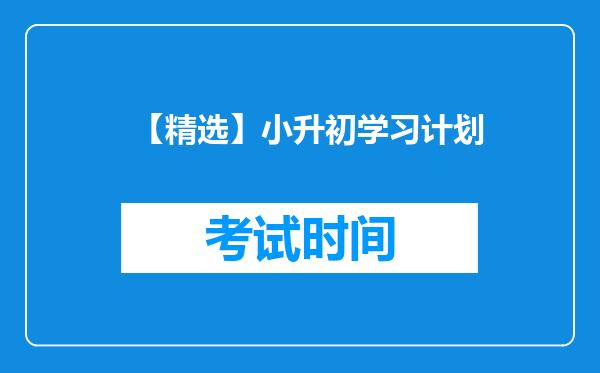 【精选】小升初学习计划