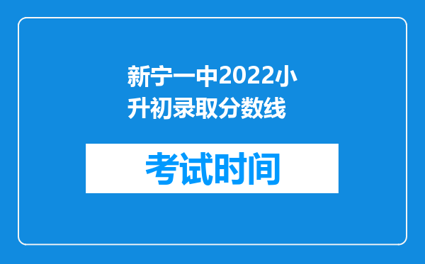 新宁一中2022小升初录取分数线