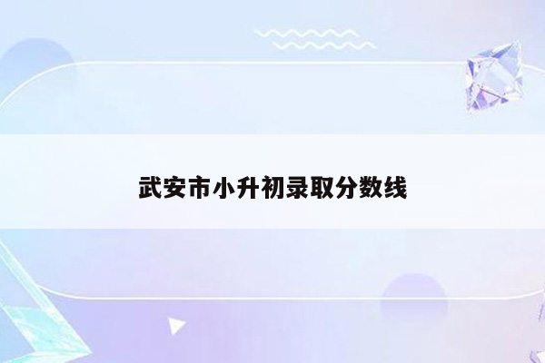 武安市小升初录取分数线