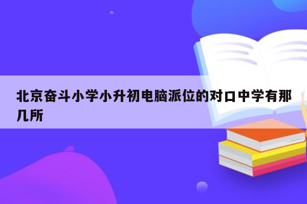 北京奋斗小学小升初电脑派位的对口中学有那几所