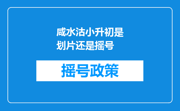 咸水沽小升初是划片还是摇号