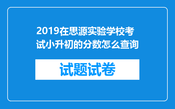 2019在思源实验学校考试小升初的分数怎么查询