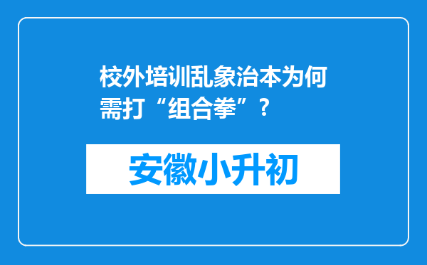 校外培训乱象治本为何需打“组合拳”?