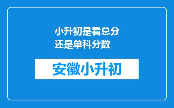 小升初是看总分还是单科分数