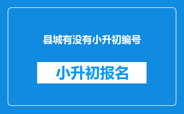 县城有没有小升初编号