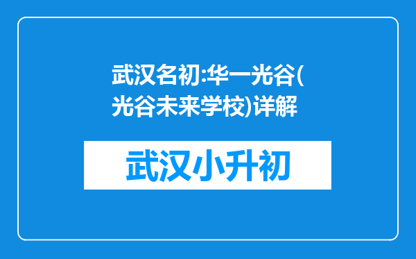 武汉名初:华一光谷(光谷未来学校)详解