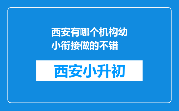 西安有哪个机构幼小衔接做的不错