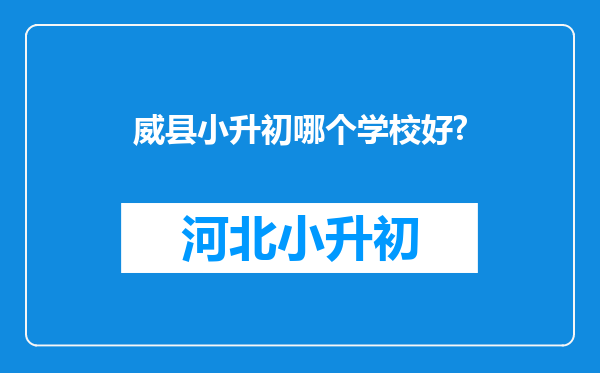 威县小升初哪个学校好?