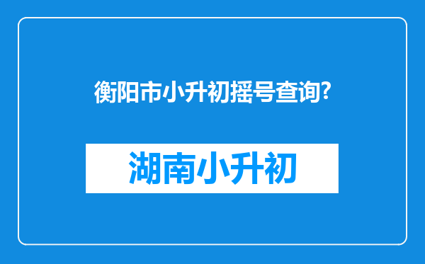 衡阳市小升初摇号查询?