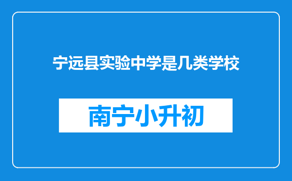 宁远县实验中学是几类学校