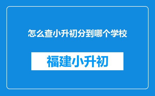 怎么查小升初分到哪个学校