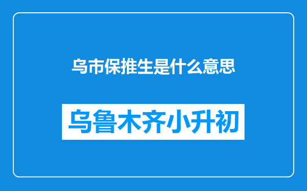 乌市保推生是什么意思