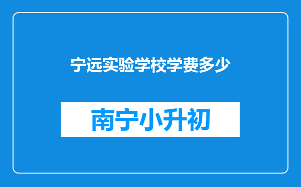 宁远实验学校学费多少