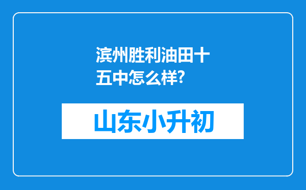 滨州胜利油田十五中怎么样?