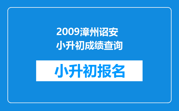 2009漳州诏安小升初成绩查询