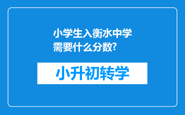 小学生入衡水中学需要什么分数?