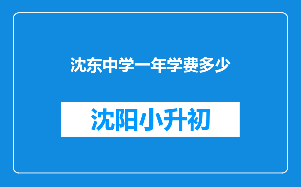 沈东中学一年学费多少