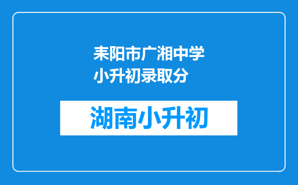 耒阳市广湘中学小升初录取分