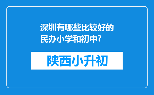 深圳有哪些比较好的民办小学和初中?