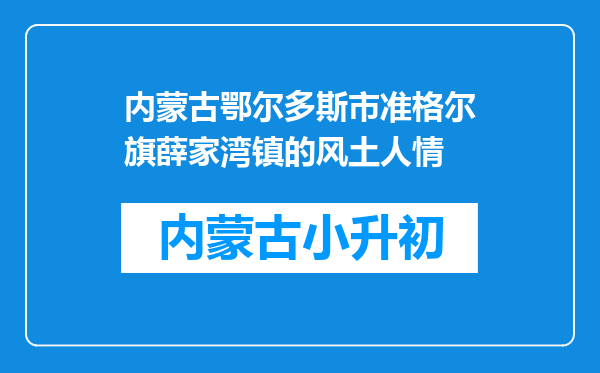 内蒙古鄂尔多斯市准格尔旗薛家湾镇的风土人情