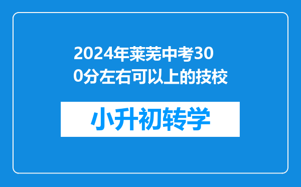 2024年莱芜中考300分左右可以上的技校