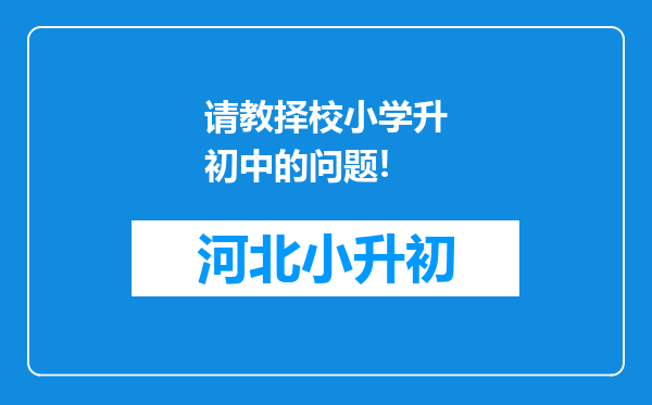 请教择校小学升初中的问题!