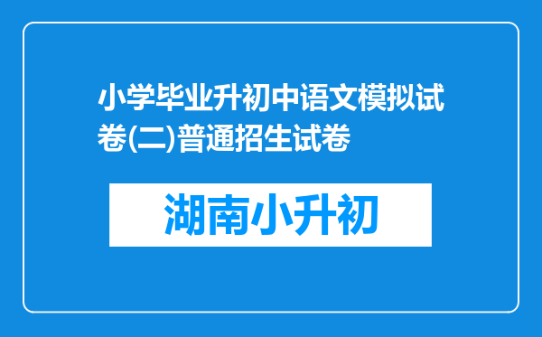 小学毕业升初中语文模拟试卷(二)普通招生试卷