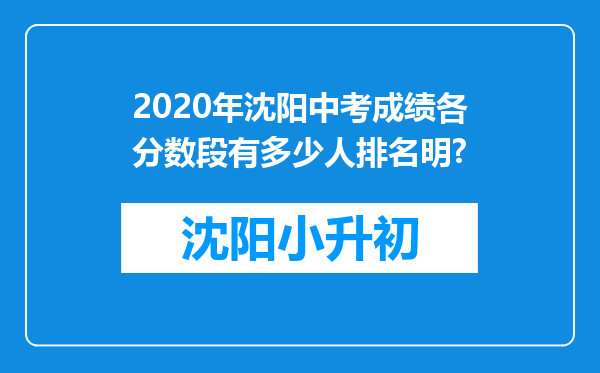 2020年沈阳中考成绩各分数段有多少人排名明?