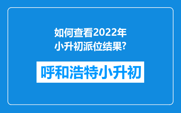 如何查看2022年小升初派位结果?