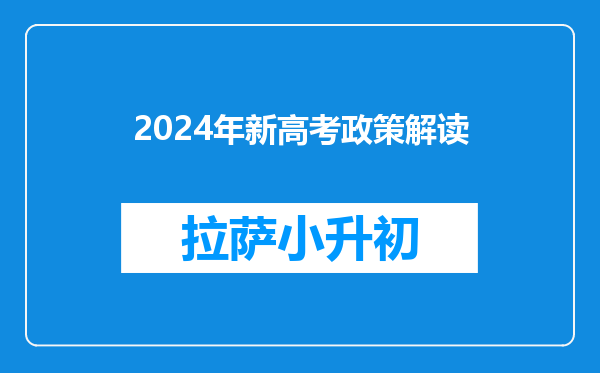 2024年新高考政策解读